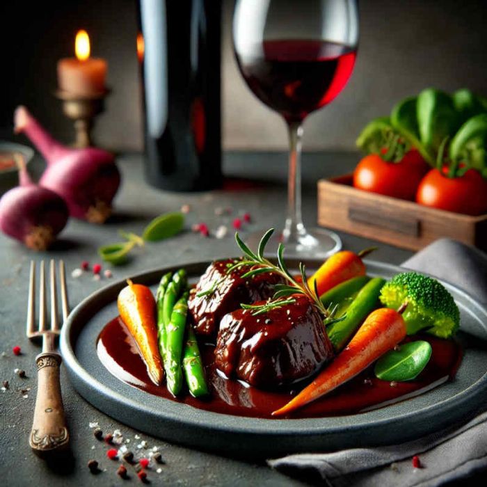 Rinderbäckchen in Burgundersoße